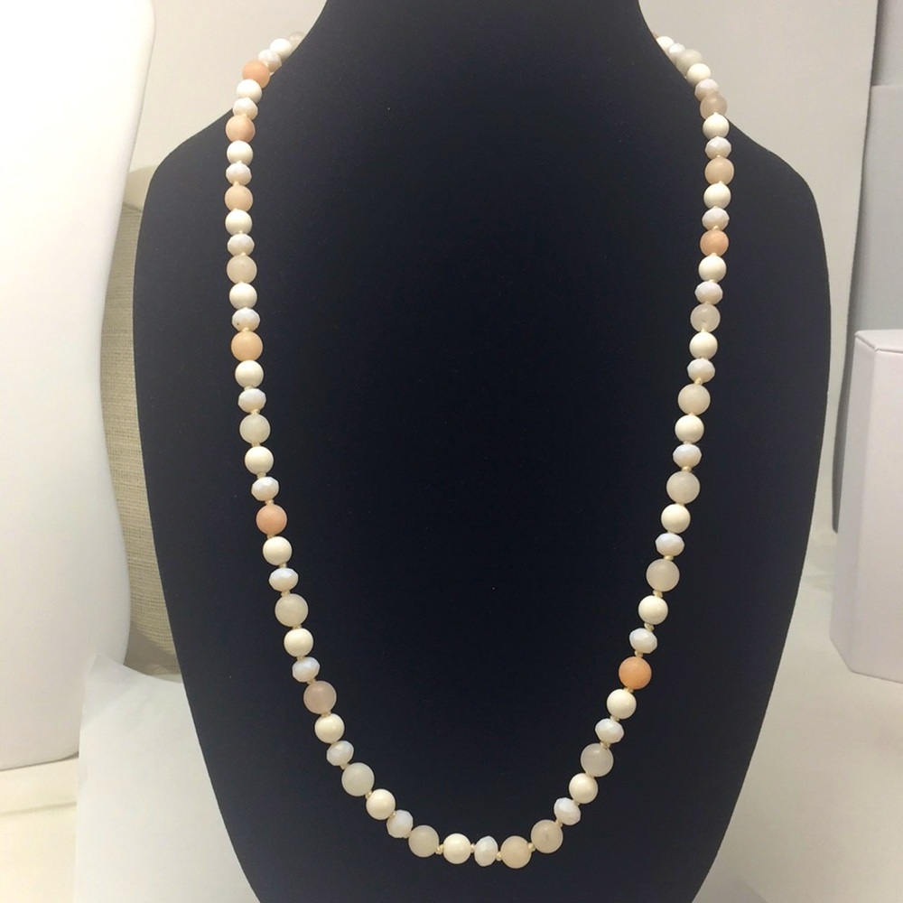 Stone necklace salmon to white colored stones